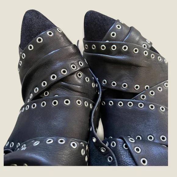 HP‼️❣️ISABEL MARANT black eyelet tie around leather suede Alease ankle boots - Picture 10 of 10